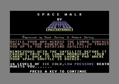 Space Walk screenshot 2 for Commodore 64